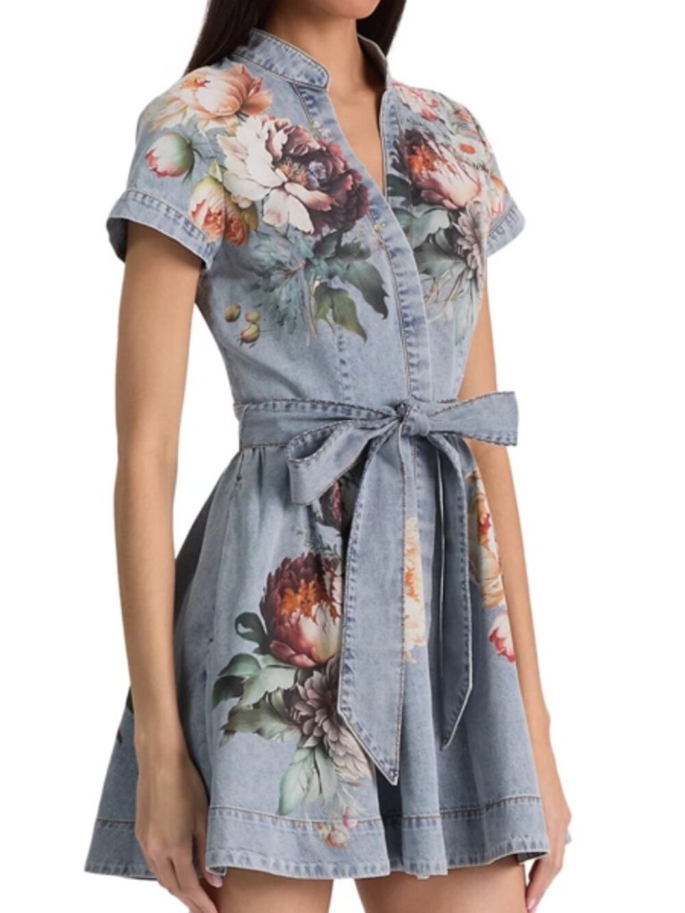 Alice and Olivia Lucy Denim Mini Shirt Dress - Picture 3 of 5